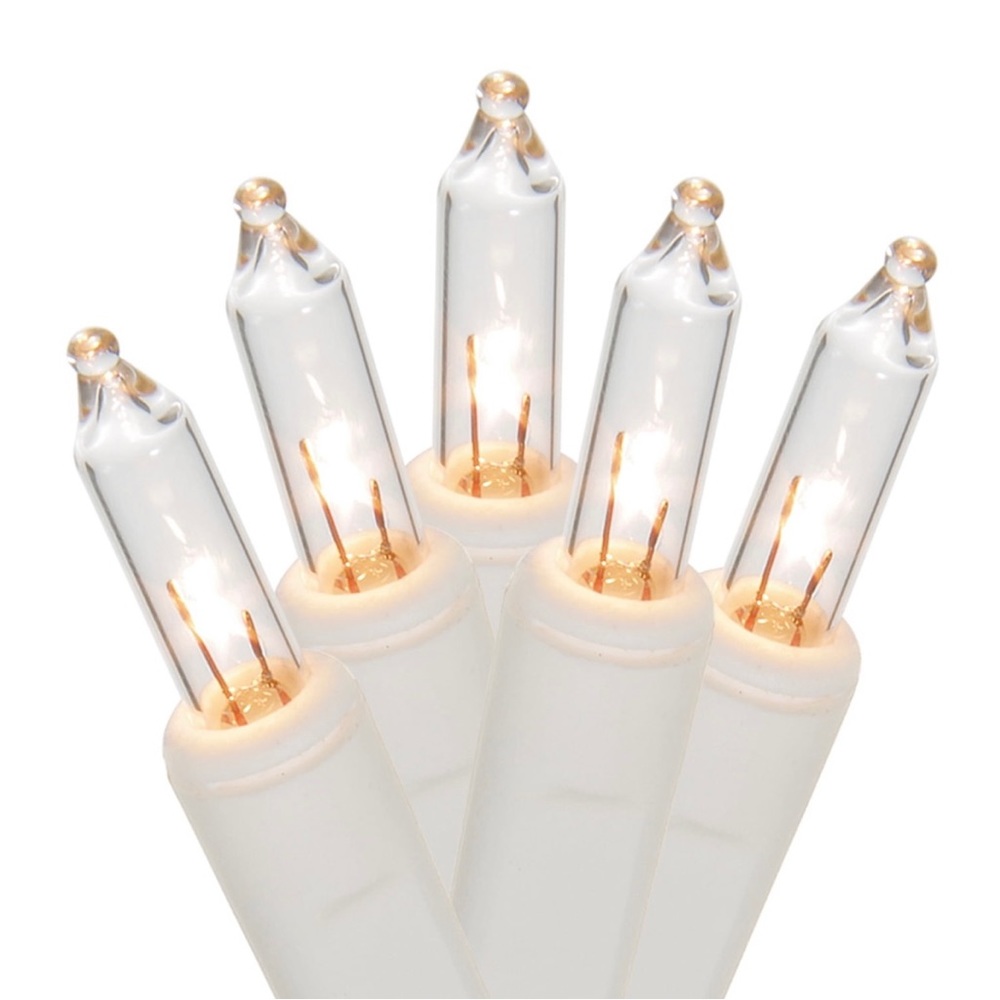 100 Count Mini Clear Lights 22.6 feet White Wire Christmas Lights